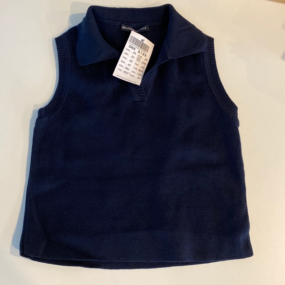 Brandy Melville Navy Polo sweater tank NWT